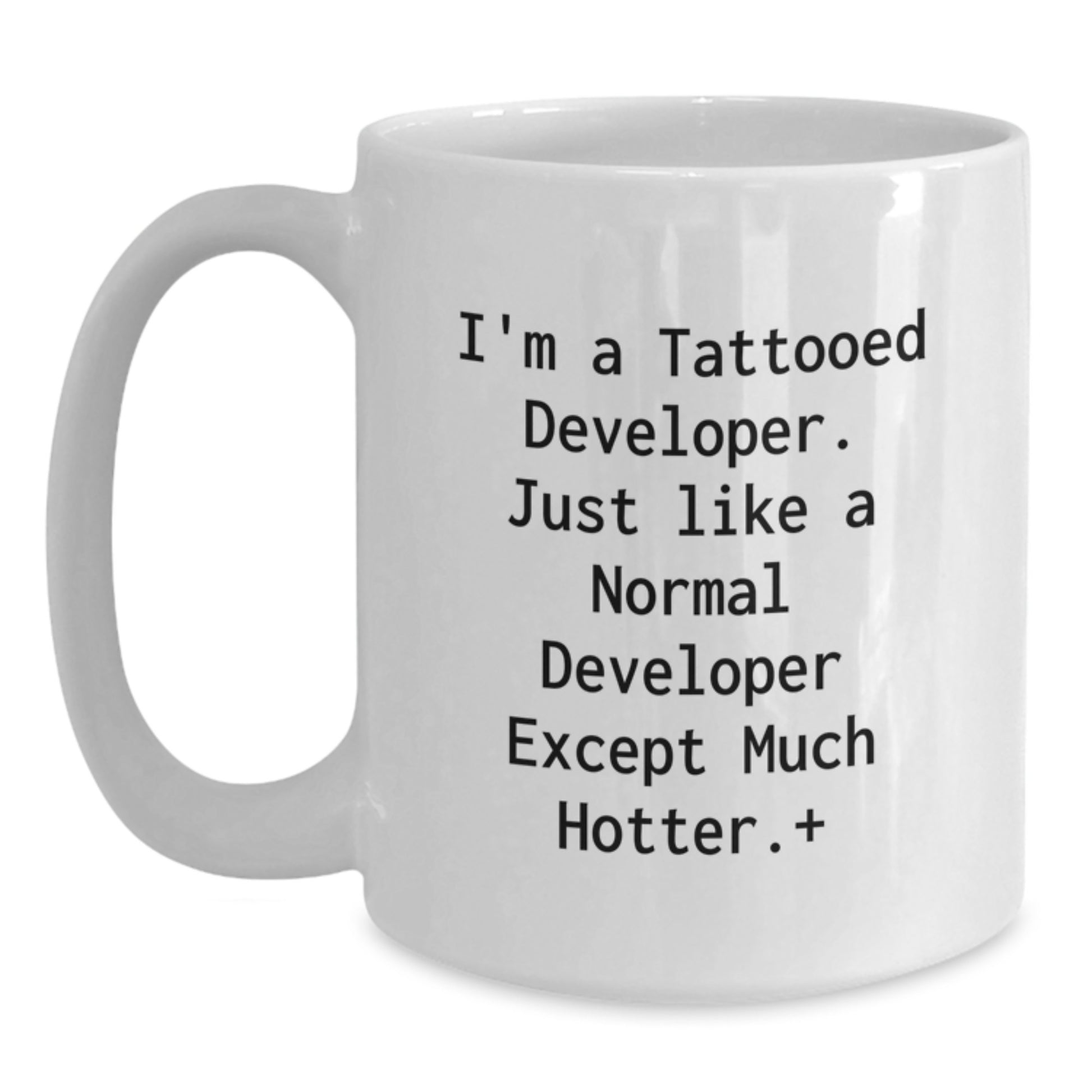 Funny Developer Gifts, White Coffee Mugs for Developer Friends, Unique Birthday Unique Gifts from Friends, Cute I'm A Tattooed Developer Mugs - Main