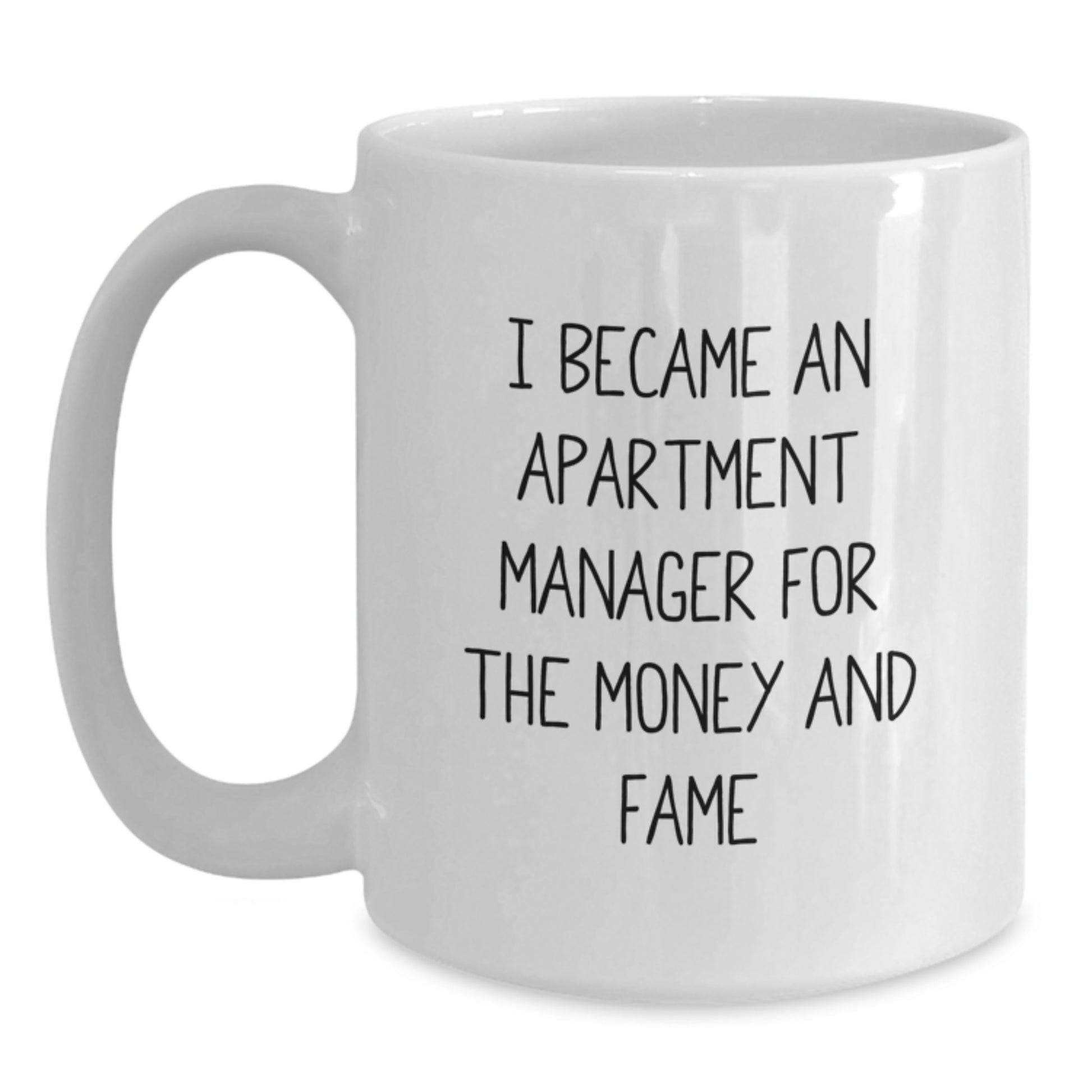 Funny Apartment Manager Gifts for Women, White Coffee Mug, I Became an Apartment Manager for the Money and Fame, Unique Mother's Day Unique Gifts for Her - Main