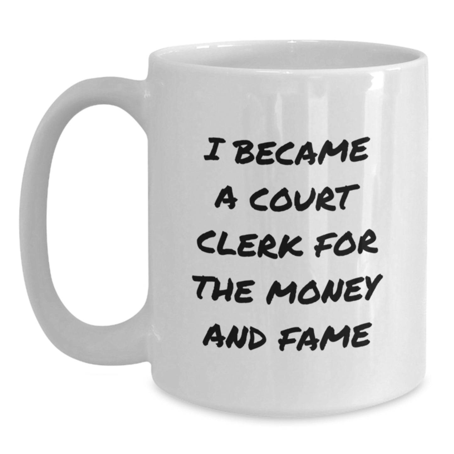 Funny Court Clerk Gifts from Men, Court Clerk White Coffee Mug - I Became A Court Clerk For The Money And Fame, Unique Mother's Day Unique Gifts for Court Clerk - Main