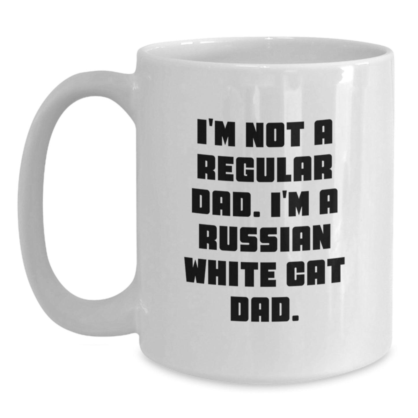 Funny Russian White Cat Dad Gifts from Men to Family Members for Graduation Unique White Coffee Mug - Main