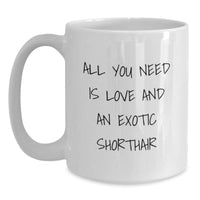 Load image into Gallery viewer, Exotic Shorthair Cat Lovers Gifts from Friends to Exotic Shorthair Cat Owners Christmas Unique Mugs - All You Need Is Love And An Exotic Shorthair Funny Quote White Coffee Mugs - Main
