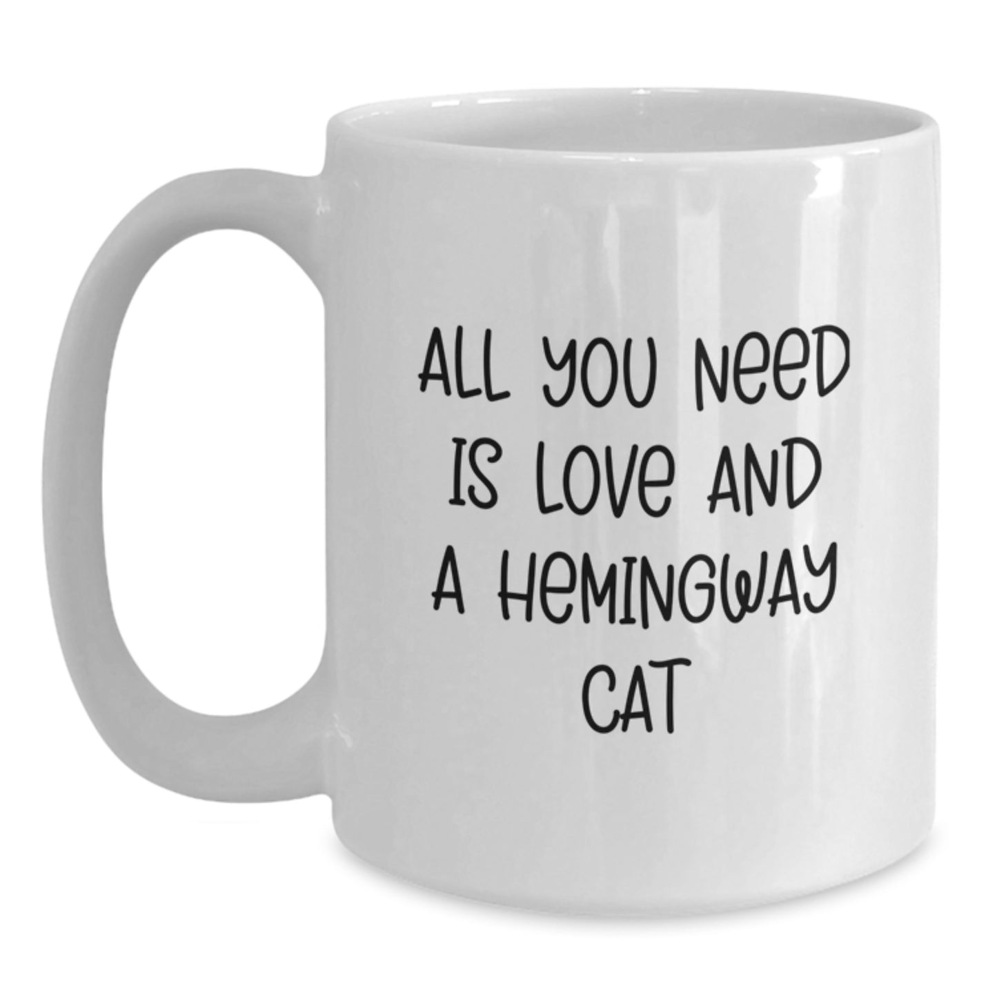 Hemingway Cat Lover Gifts, White Coffee Mug, 'All You Need Is Love And A Hemingway Cat' Funny Quote, Unique Christmas Unique Gifts from Friends to Family - Main