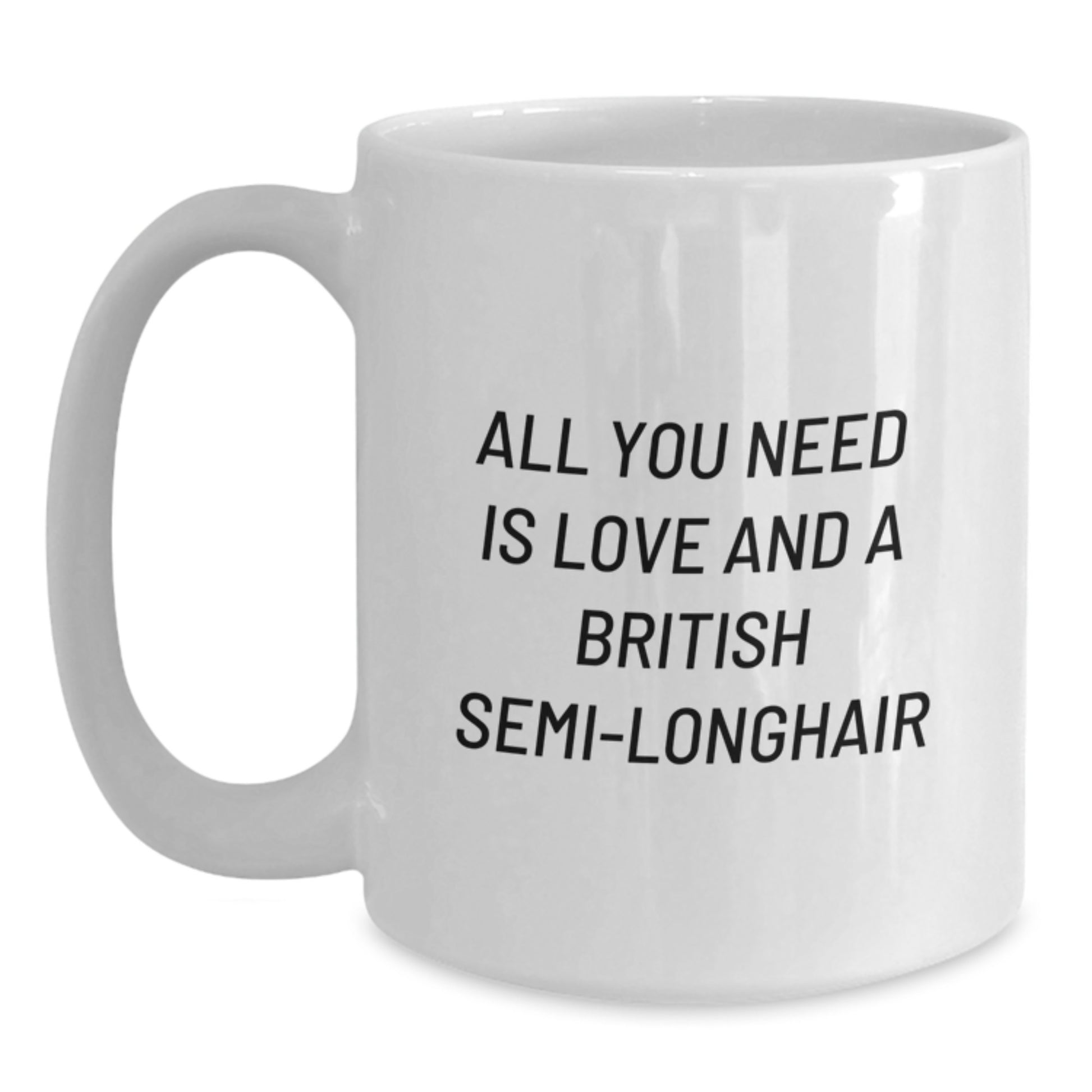 British Semi-Longhair Cat Lover Gifts from Men to Friends - White Coffee Mug for Valentine's Unique Gifts - Main