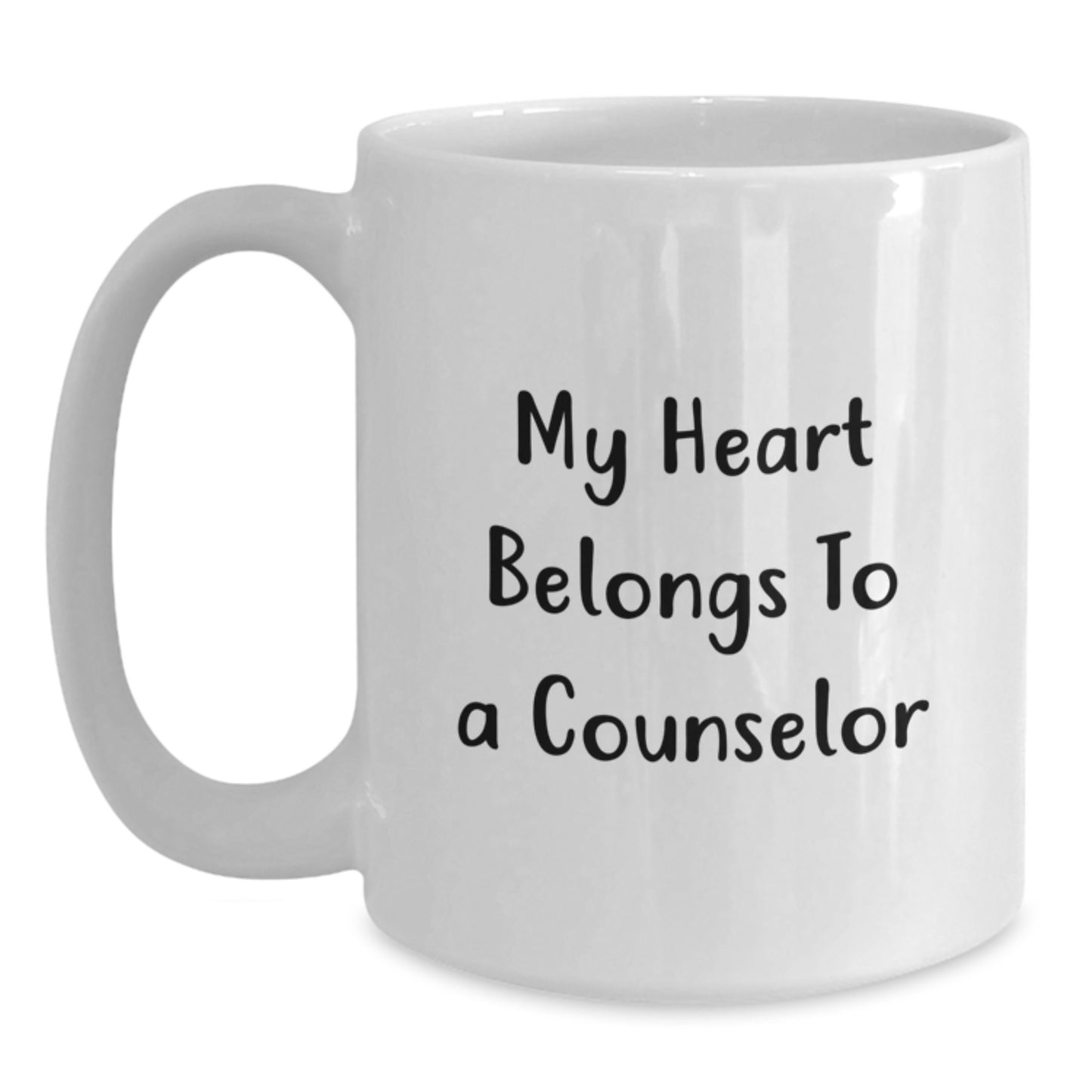 Funny Gift for Counselor, White Coffee Mug - My Heart Belongs To A Counselor, Counselor Appreciation Gifts from Friends, Unique Valentine's Gifts for Him or Her - Main