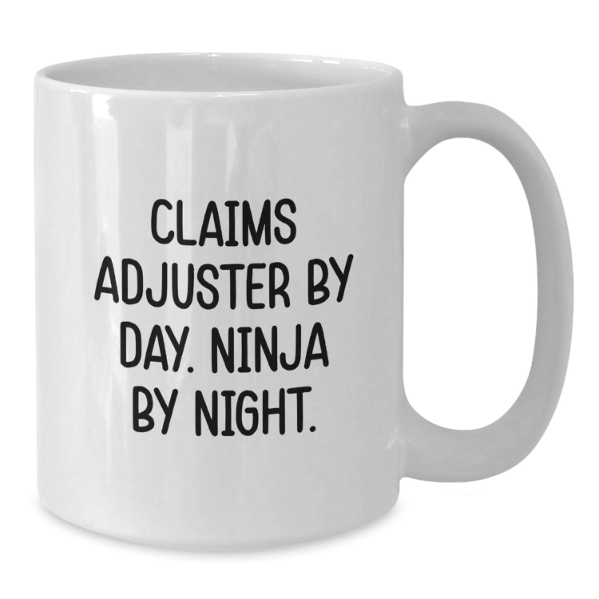 Funny Claims Adjuster Gifts, White Coffee Mug for Claims Adjuster Graduation, 'Claims Adjuster By Day. Ninja By Night.' Quote for Men or Women Coworkers Friends Family - Additional