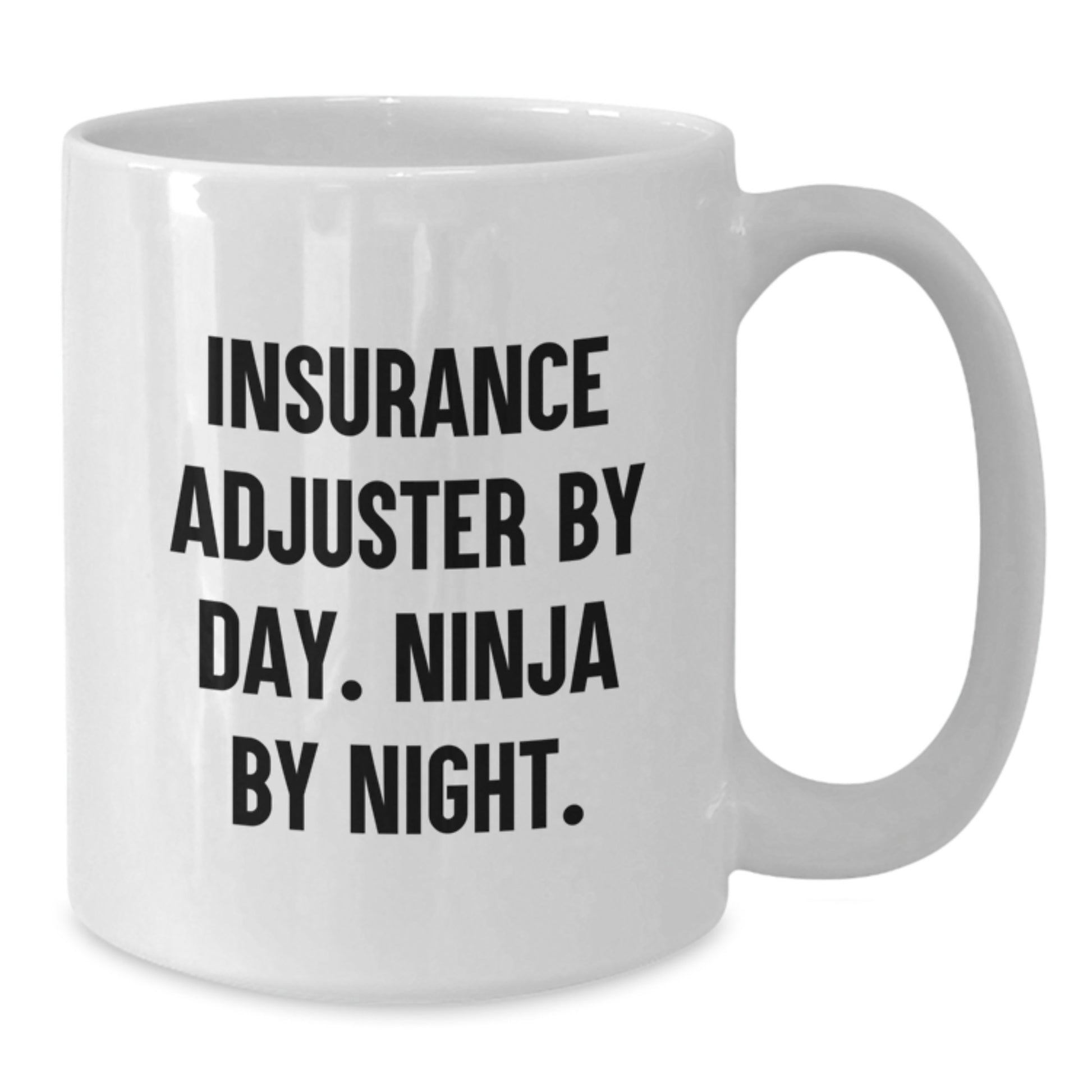 Funny Insurance Adjuster Gifts from Family, Friends, Men, Women, Coworkers - White Coffee Mug for Insurance Adjuster By Day, Ninja By Night. - Additional