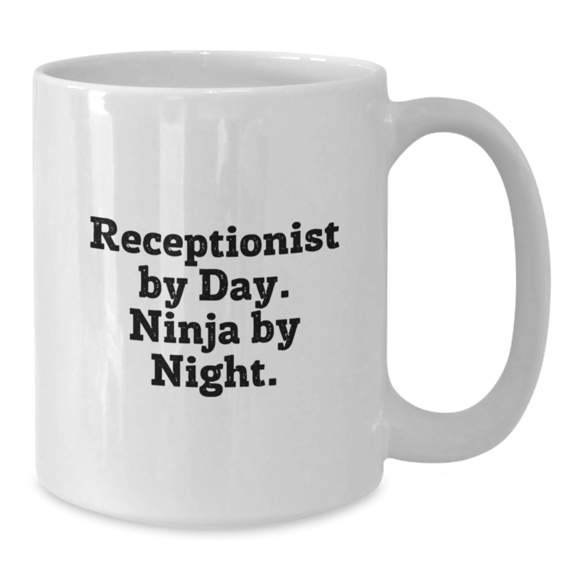 Funny Receptionist Gifts for Graduation - White Coffee Mug, 'Receptionist By Day. Ninja By Night.' - Gifts from Friends or Family - Additional