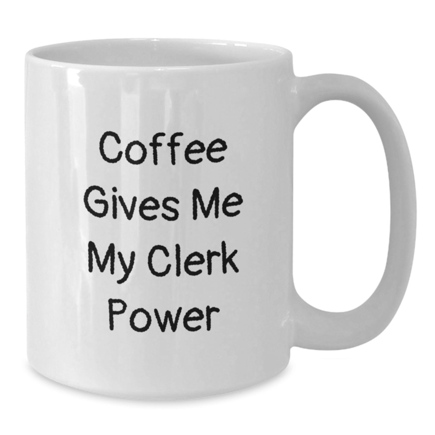 Funny Clerk Gifts from Friends, Christmas Unique White Coffee Mug - 'Coffee Gives Me My Clerk Power' - Perfect for Office Clerk, Clerk Appreciation, Clerk Men, Women, Coworkers, Family - Additional