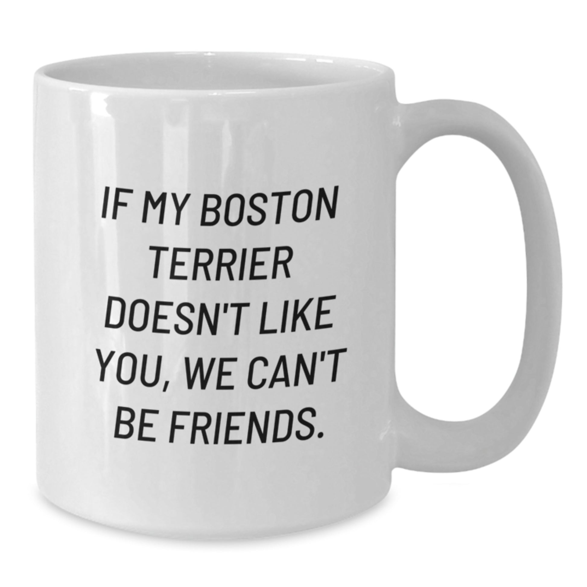 Boston Terrier Dog Cute Quote White Coffee Mugs, Funny Gifts from Friends and Family for Boston Terrier Lovers on Birthday, 'If My Boston Terrier Doesn't Like You, We Can't Be Friends.' - Additional