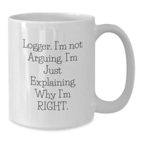 Load image into Gallery viewer, Funny Logger Gifts, White Coffee Mug, I&#39;m Not Arguing, Gifts from Friends for Logger Graduation, Unique Logger Mug - Additional
