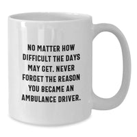 Load image into Gallery viewer, Inspirational Ambulance Driver Gifts for Men - Funny White Coffee Mug, Never Forget the Reason You Became a Driver, Christmas Unique Presents - Additional
