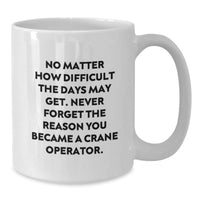 Load image into Gallery viewer, Funny Crane Operator Gifts for Men - Unique White Coffee Mug - Inspiration for Hardworking Crane Operators - Gifts from Friends, Family and Coworkers - Christmas Unique Gifts for Him - Additional
