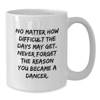 Load image into Gallery viewer, Inspirational Dancer Gifts from Friends, Family, or Coworkers - &#39;No Matter How Difficult The Days...&#39; White Coffee Mug for Dancers, Birthday Unique Gifts - Additional

