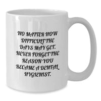 Load image into Gallery viewer, Inspirational Dental Hygienist Gifts, White Coffee Mug for Birthday, 'Never Forget the Reason You Became a Dental Hygienist', Gifts from Friends to Coworkers, 11oz or 15oz - Additional
