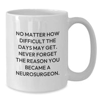 Load image into Gallery viewer, Inspirational Neurosurgeon Gifts for Men and Women - White Coffee Mug, 'No Matter How Difficult, Never Forget Why You Became a Neurosurgeon' - Gifts from Family and Friends for Graduation - Additional
