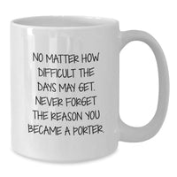Load image into Gallery viewer, Funny Porter Birthday Unique Gifts from Friends, Gift for Porter, 'No Matter How Difficult' White Coffee Mug, 11oz or 15oz - Additional
