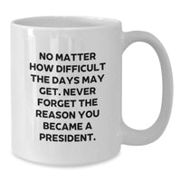 Load image into Gallery viewer, Inspirational President Gifts, Funny Quote on White Coffee Mug, Gifts from Men for President Birthday, Unique White Coffee Mug for President - Additional

