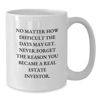 Load image into Gallery viewer, Inspirational Quote for Real Estate Investors - Funny White Coffee Mug Gifts from Men to Real Estate Investor Friends, Perfect Birthday Unique Gift for Him - Additional
