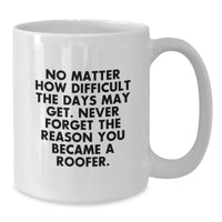 Load image into Gallery viewer, Roofers Christmas Unique Gifts from Men - Funny White Coffee Mug, 11oz or 15oz, Ceramic, Inspirational Quote - Never Forget The Reason You Became A Roofer - Additional
