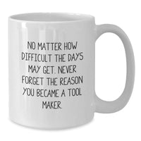 Load image into Gallery viewer, Unique Christmas Unique Gifts from Friends to Tool Maker Men, Funny Inspirational Quote White Coffee Mug, 11oz or 15oz Ceramic - Additional
