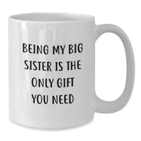 Load image into Gallery viewer, Funny Big Sister Gifts from Family, Christmas Unique Gifts for Big Sister, White Coffee Mug with &#39;Being My Big Sister Is The Only Gift You Need&#39; Quote - Additional

