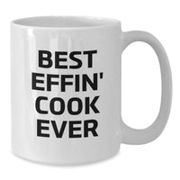 Load image into Gallery viewer, Funny Cook White Coffee Mug Gifts for Men from Friends, Best Effin&#39; Cook Ever Quote, White Ceramic Mug, Christmas Unique Gifts - Additional
