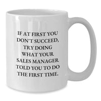 Load image into Gallery viewer, Funny Sales Manager Gifts, White Coffee Mug, If At First You Don&#39;t Succeed, Try Doing What Your Sales Manager Told You To Do The First Time., Gifts from Men to Men, Graduation Unique Gifts - Additional

