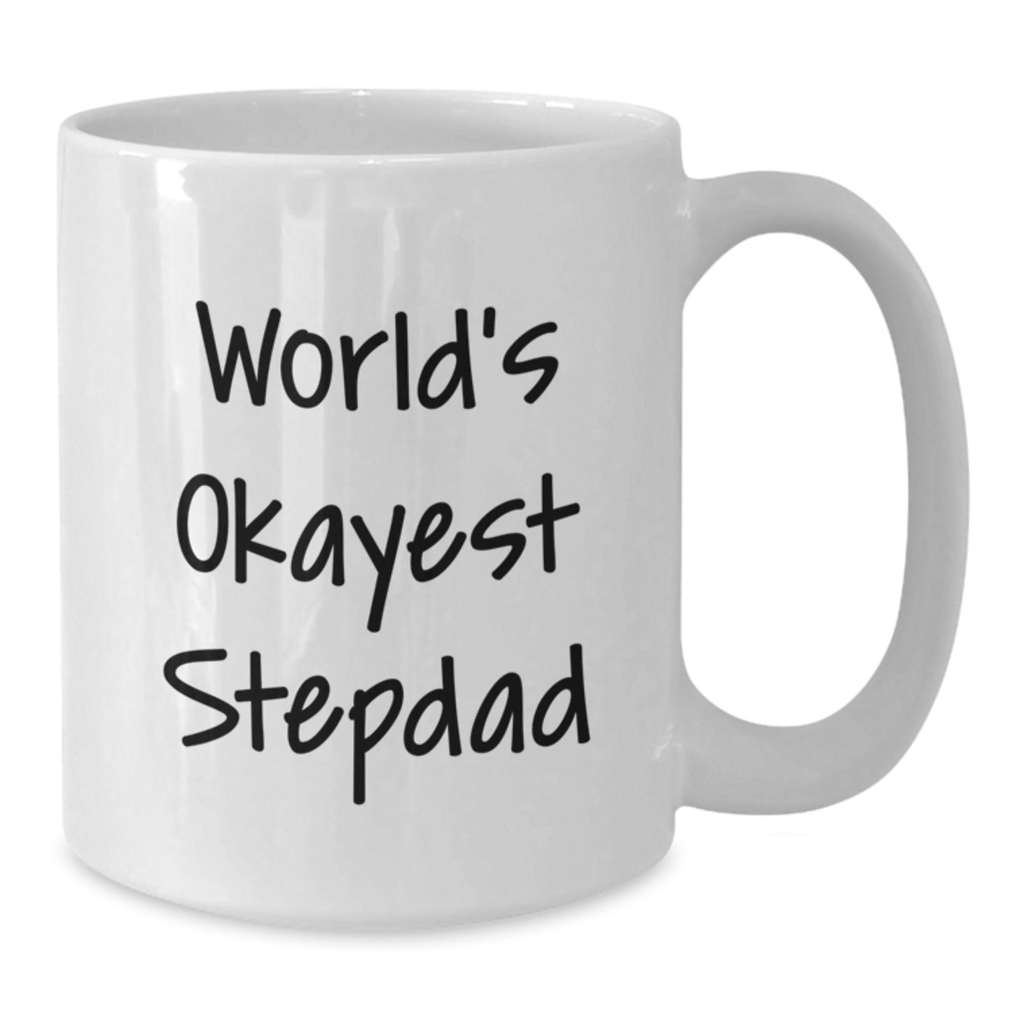Funny Stepdad Gifts, White Coffee Mugs for Birthday - World's Okayest Stepdad Quote, Gifts from Men to Stepdad - Additional