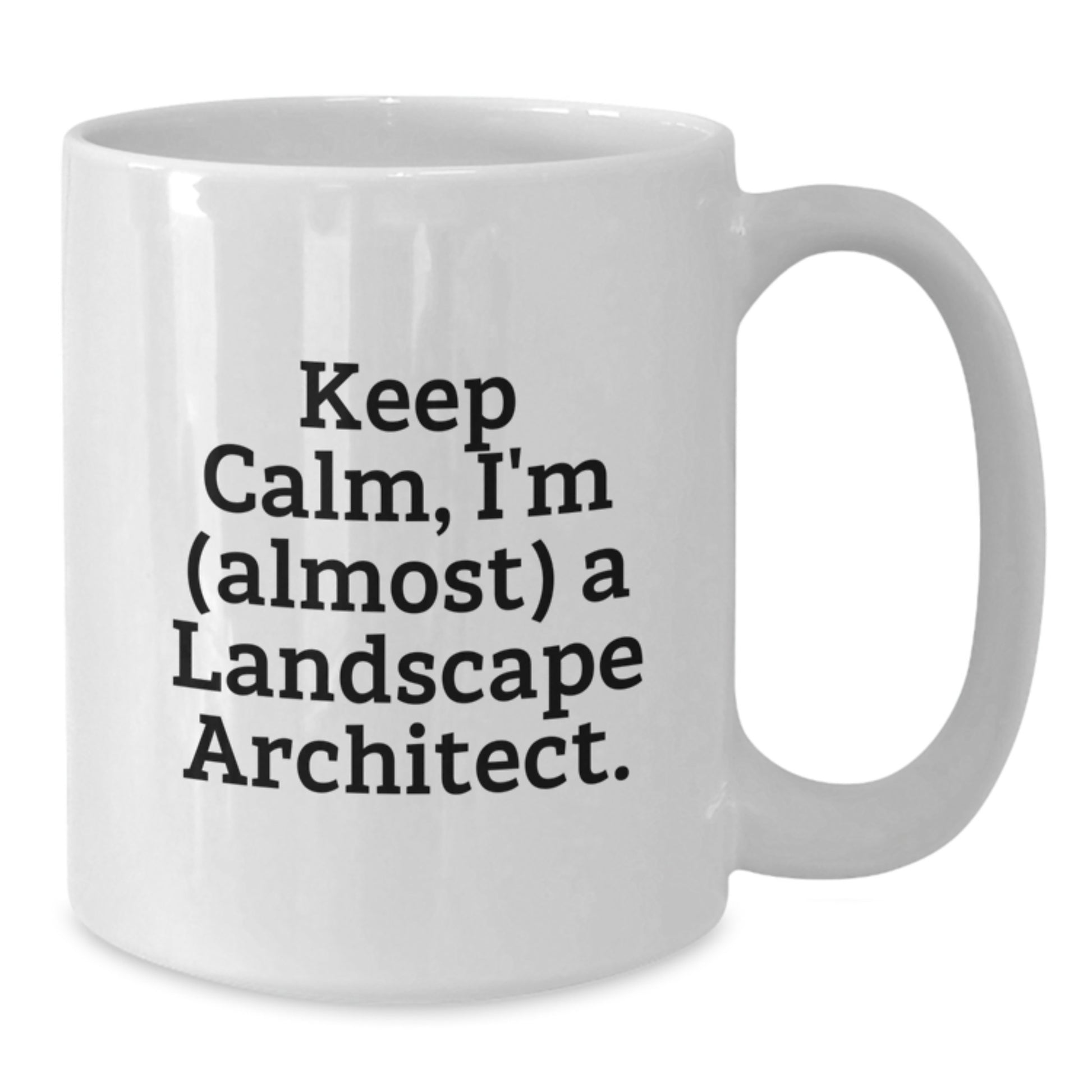 Landscape Architect Gifts for Dad Funny White Coffee Mug, Keep Calm I'm (almost) A Landscape Architect. - Additional
