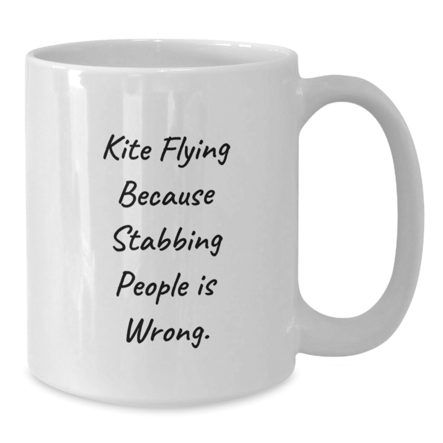 Unique Kite Flying Gifts from Friends for Valentine's White Coffee Mug Stabbing People is Wrong - Additional