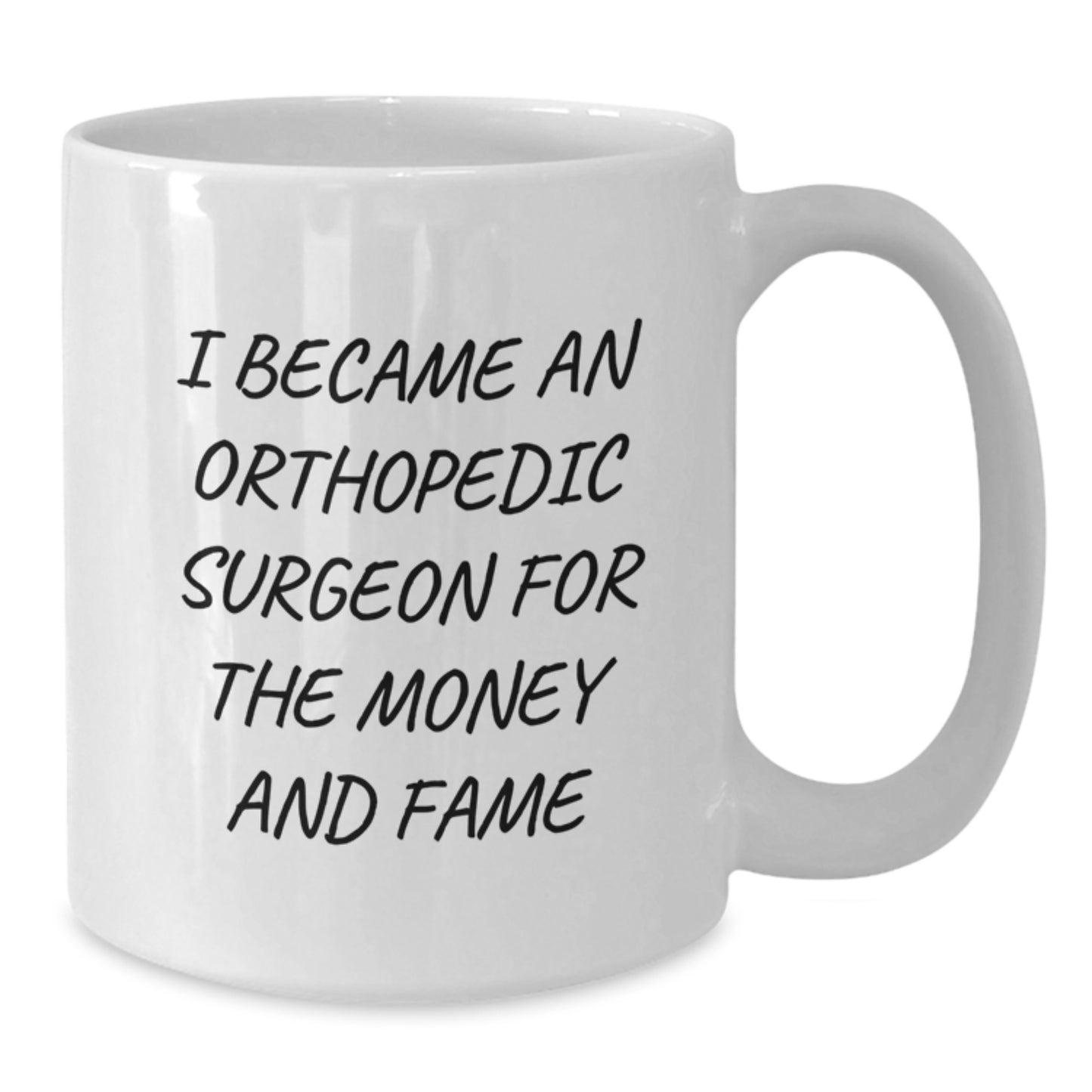 Funny Orthopedic Surgeon Gifts for Mom - I Became An Orthopedic Surgeon For The Money And Fame - White Coffee Mug - Additional