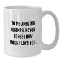 Load image into Gallery viewer, Funny Grampy Gifts for Grampy, White Coffee Mug with To My Amazing Grampy, Never Forget How Much I Love You. Quote, Valentine's Unique Gifts from Family, Friends, or Loved Ones - Additional
