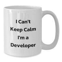Load image into Gallery viewer, Funny Developer Gifts from Friends, Lover I Can't Keep Calm I'm A Developer White Coffee Mug for Teenage Boys, Valentine's Unique Gifts for Coworkers - Additional
