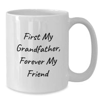 Load image into Gallery viewer, Grandfather Gifts for Men - White Coffee Mug with Inspirational Quote 'First My Grandfather, Forever My Friend' - Unique Valentine's Gift - Additional
