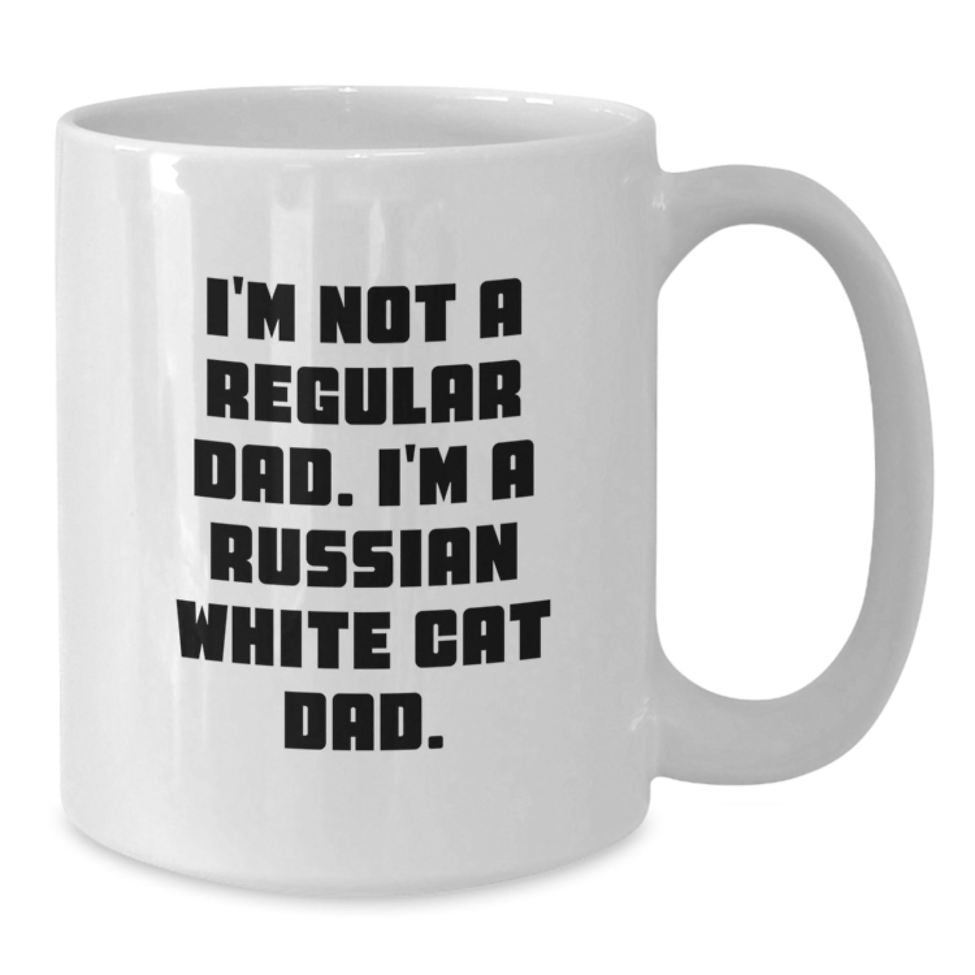 Funny Russian White Cat Dad Gifts from Men to Family Members for Graduation Unique White Coffee Mug - Additional