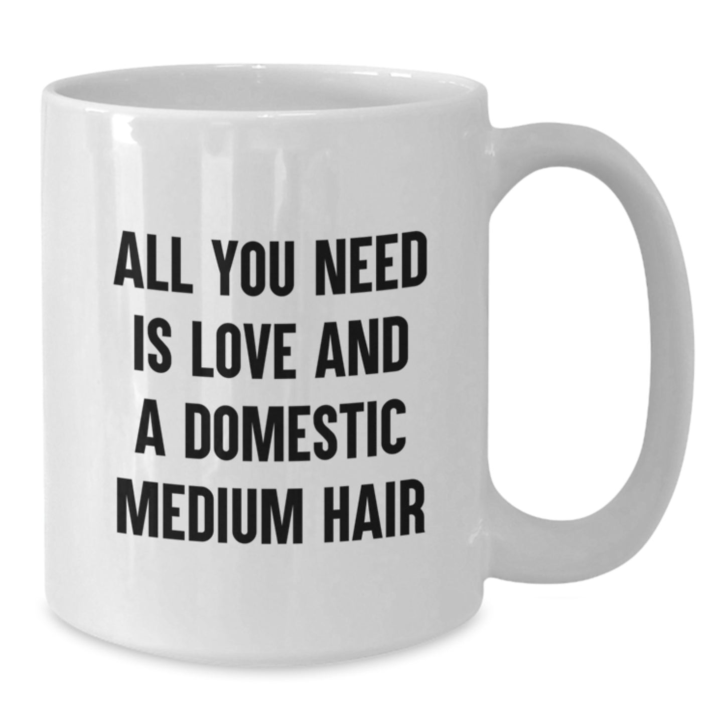 Funny Domestic Medium Hair Cat Lovers Gifts from Men, Women, Friends, Family - White Coffee Mug for Graduation Unique Occasions, All You Need Is Love And A Domestic Medium Hair - Additional