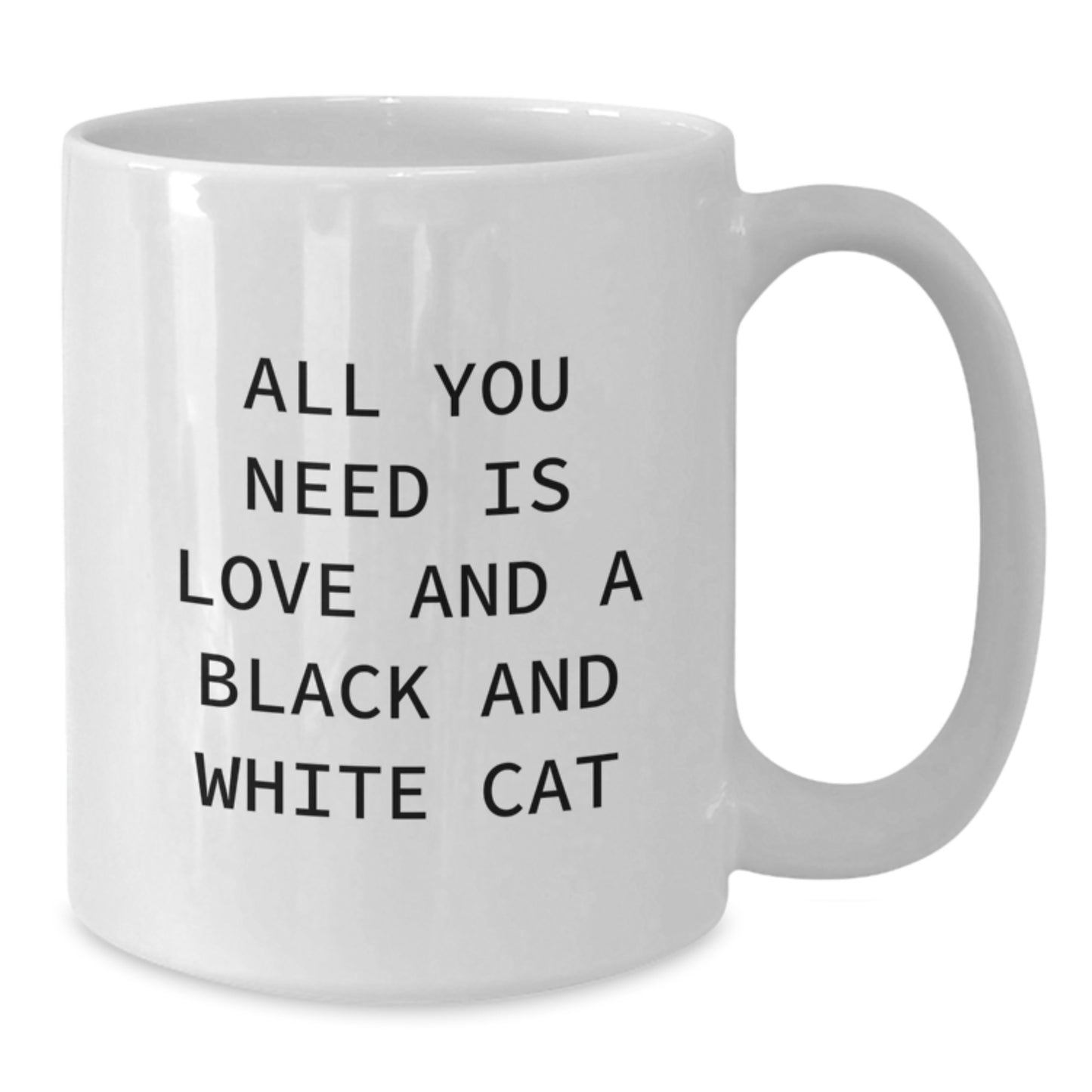 Black and White Cat Lover Gifts for Friends Unique White Coffee Mug with 'All You Need Is Love And A Black And White Cat' Quote - Additional