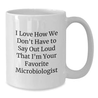 Load image into Gallery viewer, Funny Microbiologist Gifts from Friends, Unique White Coffee Mug for Favorite Microbiologist, I Love How We Don&#39;t Have To Say Out Loud That I&#39;m Your Favorite Microbiologist Christmas Unique Gifts - Additional
