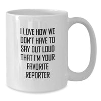 Load image into Gallery viewer, Funny Reporter Gifts, I Love How We Don&#39;t Have To Say Out Loud That I&#39;m Your Favorite Reporter, White Coffee Mug for Birthday Unique Gifts from Friends to Favorite Reporter - Additional
