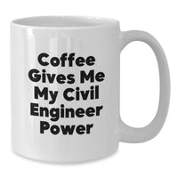 Load image into Gallery viewer, Civil Engineer Christmas Unique Gifts from Friends, White Coffee Mug, Coffee Gives Me My Power - Unique - Additional
