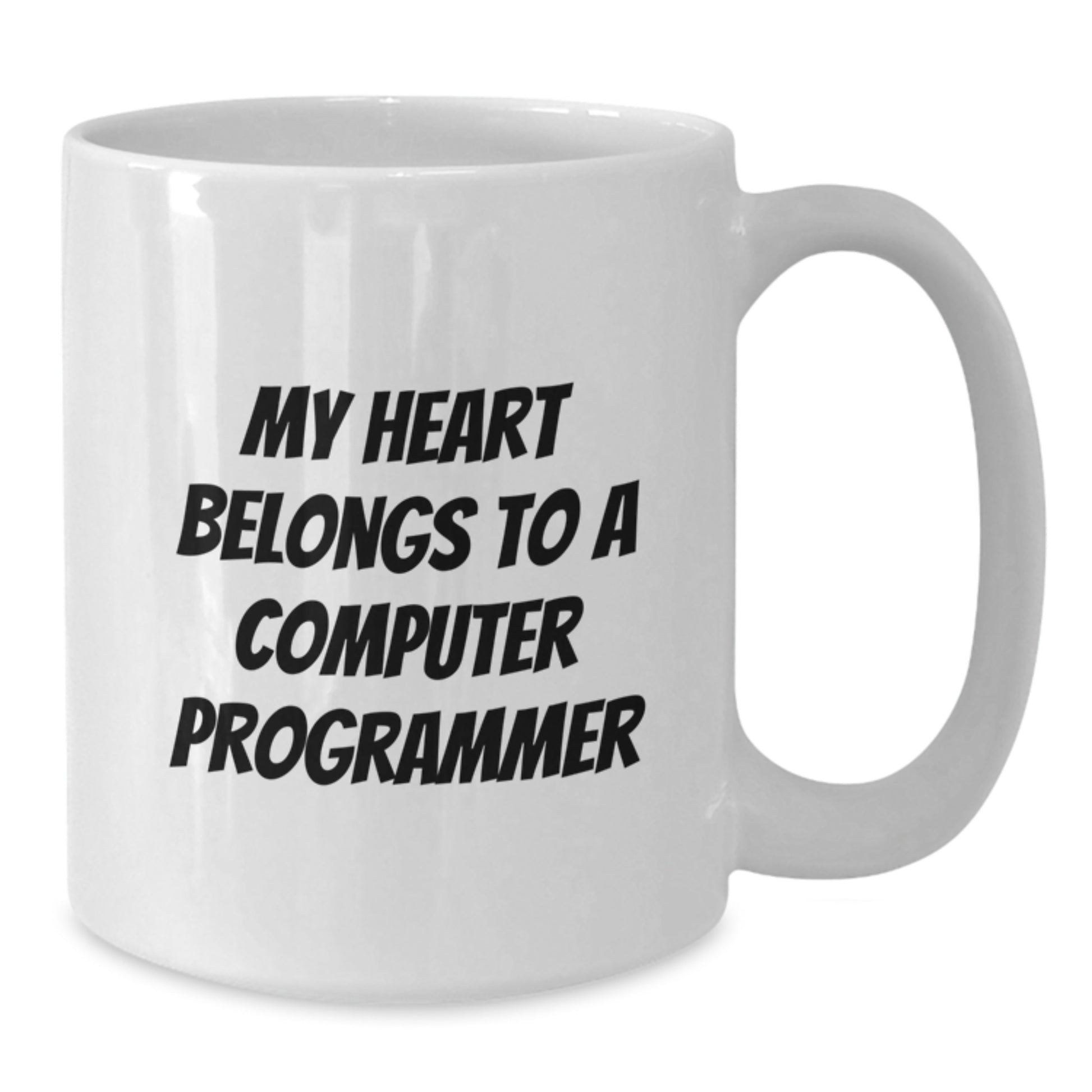 Funny Computer Programmer White Coffee Mug, Valentine's Unique Gifts from Men to Women, My Heart Belongs To A Computer Programmer, White Ceramic Mug - Additional