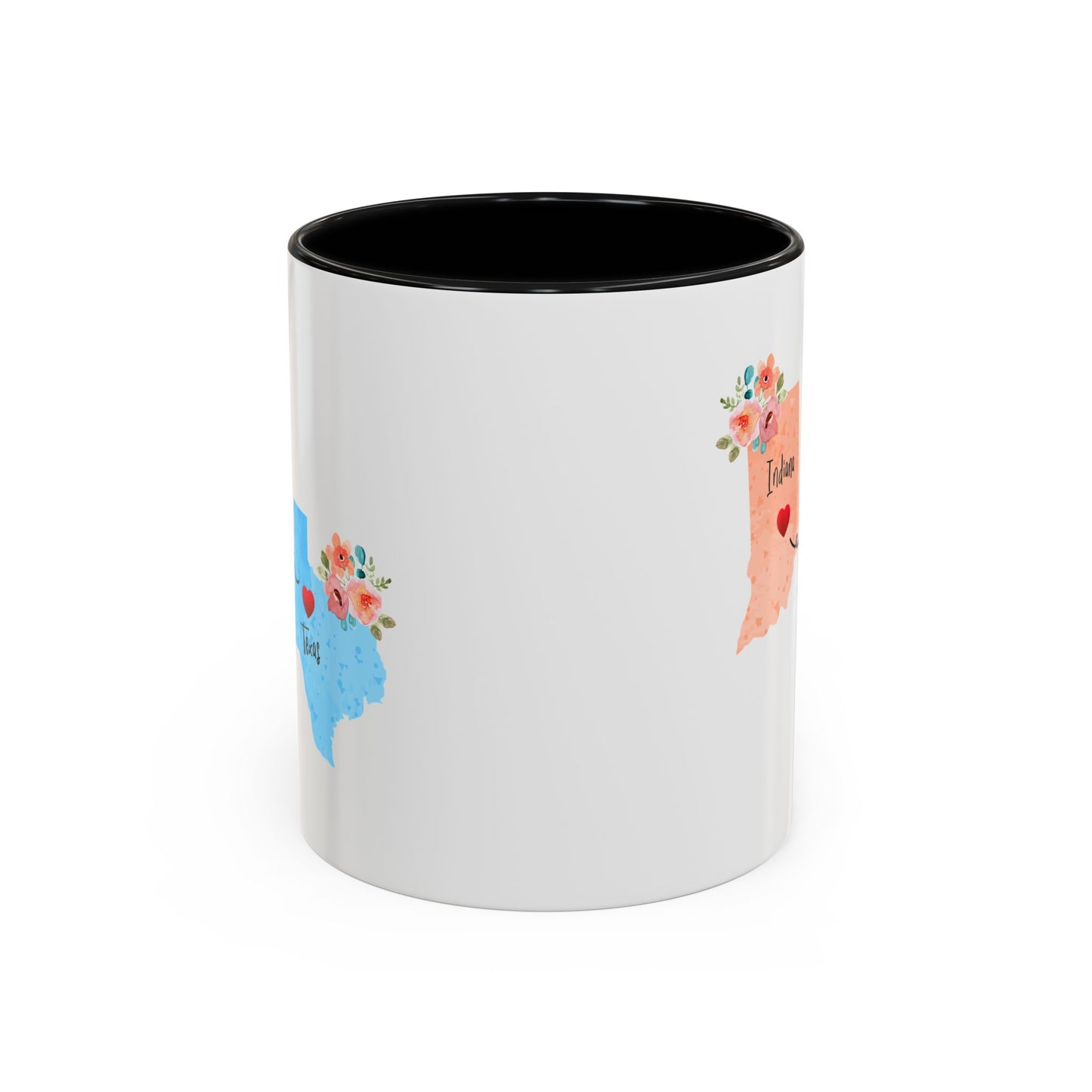 Long Distance Family Coffee Mug - Indiana Texas Design | Moving Away Gift