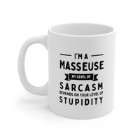 Load image into Gallery viewer, Masseuse Funny Coffee Mug - My Level of Sarcasm Design | Gift for Coworkers
