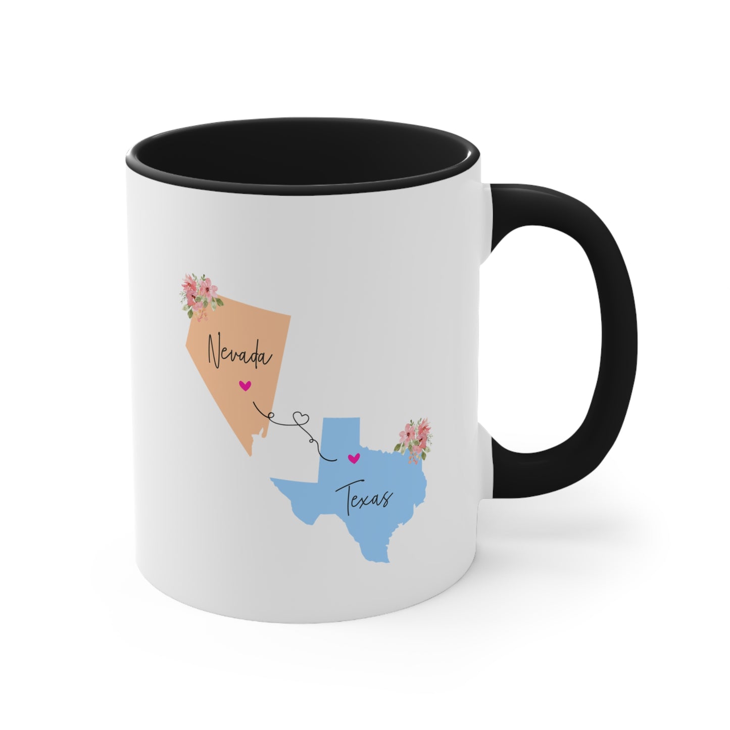 Nevada Texas Gifts | Long Distance State Two Tone Coffee Mug | State to State | Away From Hometown Family | Moving Away Mug