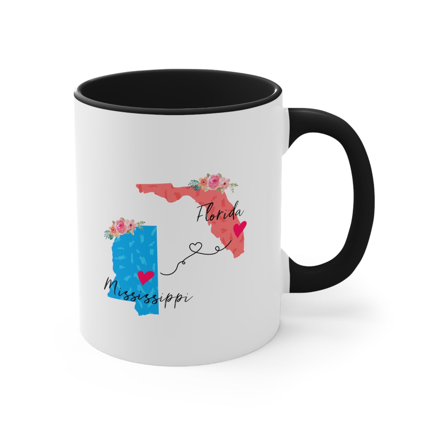 Long Distance Relationship Coffee Mug - Florida & Mississippi Design | Moving Away Gift
