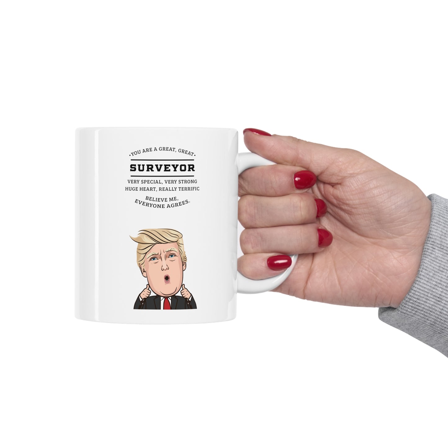 Funny Surveyor Donald Trump Coffee Mug - President Novelty Christmas Gift Idea for Men Women
