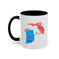 Load image into Gallery viewer, Long Distance Family Two Tone Coffee Mug - Connecting States Design | Moving Away Gift
