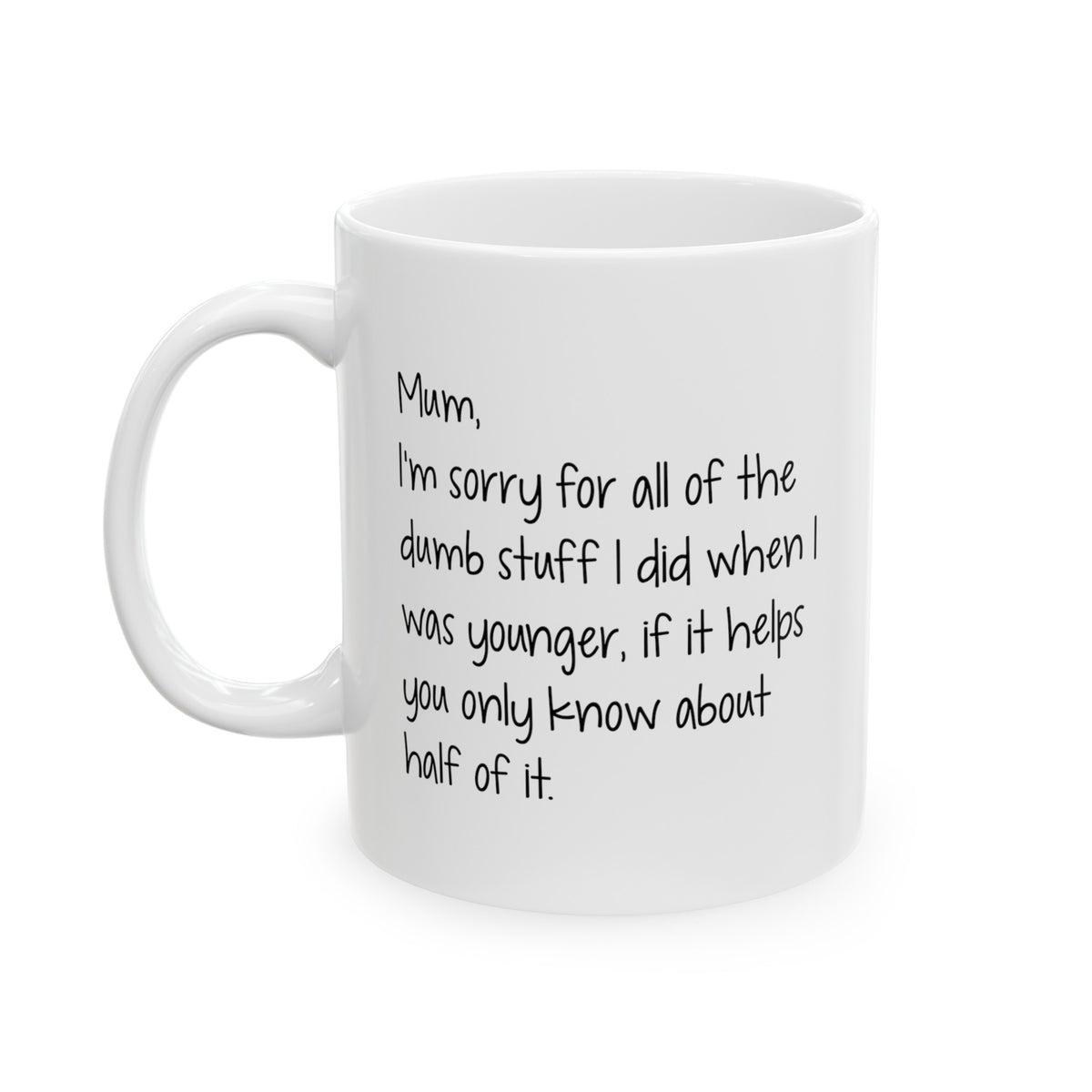 Funny Mother’s Day Gifts Coffee Mug For Mom - Mum, I'm sorry for all of the dumb stuff i did when I was younger - Best Birthday Gift From Daughter