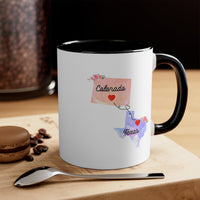Load image into Gallery viewer, Colorado Texas Long Distance Coffee Mug - Heart Connection Design | Moving Away Gift

