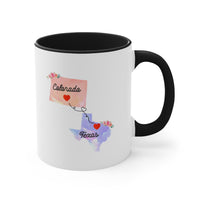 Load image into Gallery viewer, Colorado Texas Long Distance Coffee Mug - Heart Connection Design | Moving Away Gift
